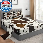 Wecozy 4 Pieces Queen Size Bed Sheet Sets Pillowcases Vintage Brown Cowhide. Fixed Price $71.47.