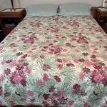 Vtg King Duvet Cover Pink Cosmo White Daises Cottage Core 100X84 Crown Crafts. Fixed Price $65.00.