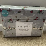 New Rae Dunn Christmas Santa Claus Sleigh Reindeer Queen Sheet Set Grey. Fixed Price $44.00.