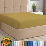 Pizuna Twin Fitted Sheet Mustard Gold 400TC Cotton Sateen Deep Pocket. Fixed Price $65.17.