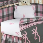 Browning Pink Buckmark Baby Crib Sheet & Pillow Case, Toddler. Fixed Price $24.95.