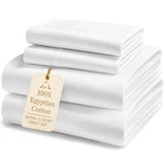 King Sheets Set 4 Piece 100% Egyptian Cotton Sateen White 16 Pocket Lane Linen. Fixed Price $154.99.