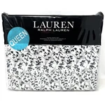Ralph Lauren Eva Leaf Floral Sheet Set Queen Gray Navy 100% Cotton Sateen 4PCS. Fixed Price $143.03.