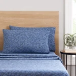 Mainstays Adult Extra Soft Jersey Bed Sheet Set, Queen, Blue Crackle, 4 Pieces. Fixed Price $35.96.