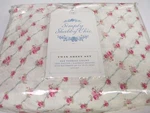 New Simply Shabby Chic Ivory Pink Parlor Trellis Rose Floral Sheet Set - Twin. Fixed Price $279.99.