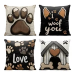 Dog Pillow Covers 18X18 Inch Set Of 4 Rustic Farmhouse Paw Print Pet Love.... Fixed Price $25.92.