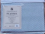 Oakridge 4-PIECE Set King Size Flannel Sheets Blue Polka Dot 100% Cotton. Fixed Price $72.00.