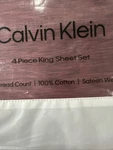 Calvin Klein Sketched Lines Sateen Weave Red 300TC 4PC King Sheet Set Nip. Fixed Price $139.24.
