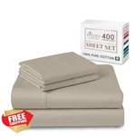 Pizuna Full Sheet Set Taupe, 400 Tc Long Staple Cotton Sateen Deep Pocket. Fixed Price $143.99.
