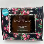 Betsey Johnson Holly Bouquet Black Pink Floral Queen 4 Piece Sheet Set New. Fixed Price $60.00.