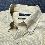 Nautica Shirt Mens Yellow Tattersall Check 100% Cotton Button Up. Fixed Price $15.65.