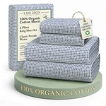 Lane Linen 100% Organic Cotton Printed Size King, 16: Polka Dot - Blue. Fixed Price $83.90.