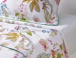 Nwt Yves Delorme Flores Fitted Sheet White Green Graphic Organic Cotton France. Fixed Price $169.00.