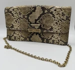 Lauren Ralph Faux Snake Skin Clutch Purse Gold Clasps & Chain Strap. Fixed Price $67.44.