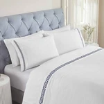 Harrison Cotton Greek Key Breathable Embroidered Deep Pocket Bed Sheet Set. Fixed Price $117.00.