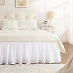 White Queen Bed Skirt 18 Inch Drop Elastic Ruffled Dust 80X60. Fixed Price $17.79.