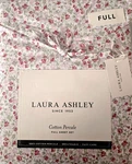Laura Ashley White, Pink Floral, 100% Cotton Percale, Full Sheet Set 4 Piece. Fixed Price $56.00.
