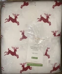 New Pottery Barn Jumping Reindeer Flannel Sheet Set Full Red. Fixed Price $107.96.