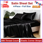 Black Satin Bed Sheets Set, Full Size 4-PCS, 15 Inches Deep Pocket, Silky Comfor. Fixed Price $33.77.