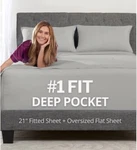 Dealuxe 21" Extra Deep Pocket Fitted Queen Sheet Gray -new In Package. Fixed Price $17.99.