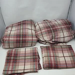 Eddie Bauer Flannel 100% Cotton Bedding Sheet Set Queen Sz Montlake Plaid Red. Fixed Price $44.99.