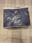New Vermont Country Store Queen Flannel Sheet Set Blue Jacobean Floral Toile 4PC. Fixed Price $140.00.