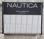Nautica Twin Xl 3 Piece Sheet Set Cotton Percale Skippers Island Blue Stripe New. Fixed Price $28.99.