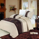 Celeste Embroidered 3-PIECE Beige & Chocolate Duvet Cover Set 100% Cotton 300. Fixed Price $74.99.