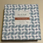 South Point Home Twin/twin Xl 4 Pc Sheet Set, Mcm Style Geometric Circles Blue. Fixed Price $18.00.