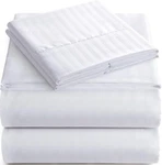 Italian Prestige Collection Striped Bed Sheet Set 1800 Queen, White. Fixed Price $28.41.