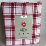 Martha Stewart Twin Size 3 Piece Flannel Sheet Set Red & White Plaid. Fixed Price $25.00.
