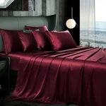 7PCS Burgundy Satin Sheets Queen Size Silky Bed Set, Luxurious &.... Fixed Price $46.88.