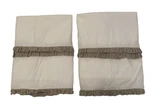 Pair Amity Home White Cottage Cotton Double Ruffle Taupe Trim Pillow Cases-king. Fixed Price $20.00.