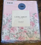 New Laura Ashley Twin Size Aveline Pink Floral Sheet Set - 100% Cotton Percale. Fixed Price $55.00.