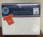 New Sealed Tommy Hilfiger Twin Sheet Set 100% Cotton Jersey Knit Heather Oat. Fixed Price $44.95.