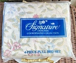 Signature Vintage Full Size Bed Set Sheets Pillowcases Pink Blue Floral Designer. Fixed Price $28.95.