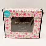 Betsey Johnson Queen Sheet Set 6 Piece Flower Fun Pink Rose Striped Microfiber. Fixed Price $45.00.