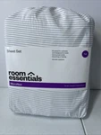 Room Essentials Printed Microfiber White & Gray Striped Full Sized Sheet Set. Fixed Price $9.99.