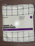 Room Essentials Twin/xl Bed Sheet Set - White W/blue Check Target Inc.. Fixed Price $11.89.