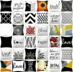 Cushion Covers White Black Soft Double-sided Decorative Throw Pillow Case 18X18". Fixed Price $6.73.