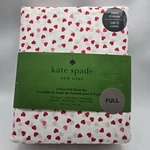 Kate Spade Full Sheet Set 100% Cotton Percale Pink Red Small Hearts White 4PC. Fixed Price $53.55.