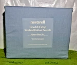 Nestwell Cool & Crisp Washed Cotton Percale Queen Sheet Set Blue. Fixed Price $74.98.