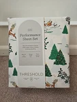 Threshold 400 Thread Count Holiday Performance Sheet Set King Winter Scene * New. Fixed Price $44.99.
