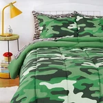 Amazon Basics Kids Full Queen Microfiber Bed-in-a-bag Bedding Set Camo Crew. Fixed Price $50.00.