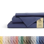 Linen Home 100% Cotton Percale Sheets Full Size, Dark Blue, Deep Pocket, 4 Piece. Fixed Price $59.58.