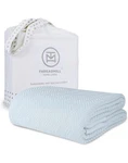 Threadmill Home Linen King Size 106X92" Herringbone Cotton Blanket Sky Bluenew. Fixed Price $59.00.