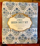Envogue Block Print Queen Size Sheet Set (blue Floral). Fixed Price $55.00.