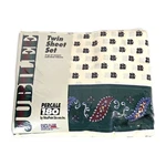 Vtg Jubilee Twin Sheet Set Haddington Percale 180 Tc Floral Paisley Usa New Nos. Fixed Price $19.95.