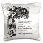 3DROSE "way Ought Go?" Cheshire Cat Alice In Wonderland Quote Pillow Case 16". Fixed Price $9.99.