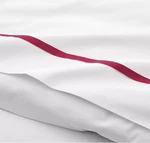 $335 Christy Beaumont Cotton Percale Queen Sheet 4P Set White Fuschia Red Ribbon. Fixed Price $199.00.